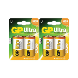 סוללות אלקליניות GP Ultra, אריזת 2 סוללות, ביצועים גבוהים ואמינים לשימוש יומיומי.